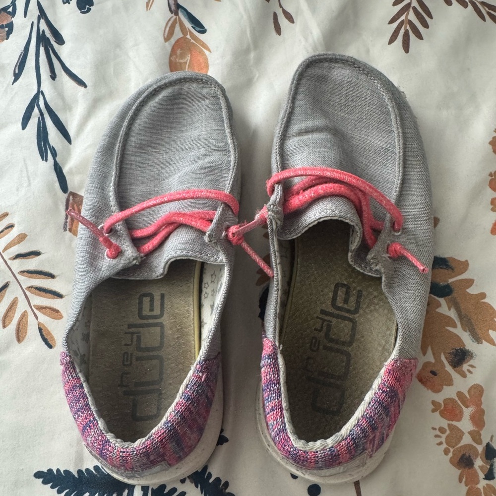 Hey Dude Gray and Pink Moccasins Casual Slip-On Shoes